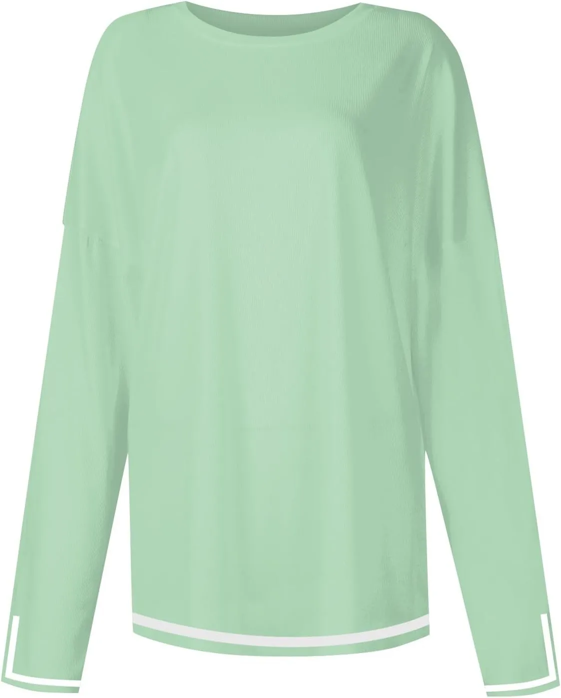 Women's Casual Long Sleeve Fall Sweaters Round Neck Solid Color Gradient Loose Split Top Pullover Loose Fit Jumper