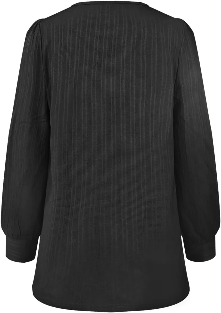 Womens Casual V Neck Tops Spring 2025 Long Sleeve Shirts Basic T Shirts Lightweight Loose T-Shirts Solid Tee Clothes
