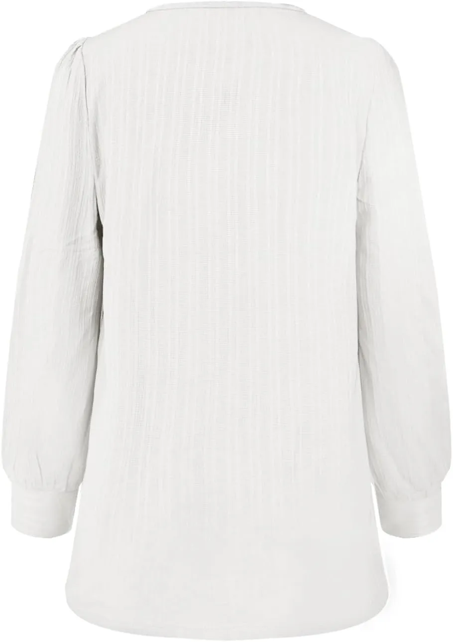 Womens Casual V Neck Tops Spring 2025 Long Sleeve Shirts Basic T Shirts Lightweight Loose T-Shirts Solid Tee Clothes