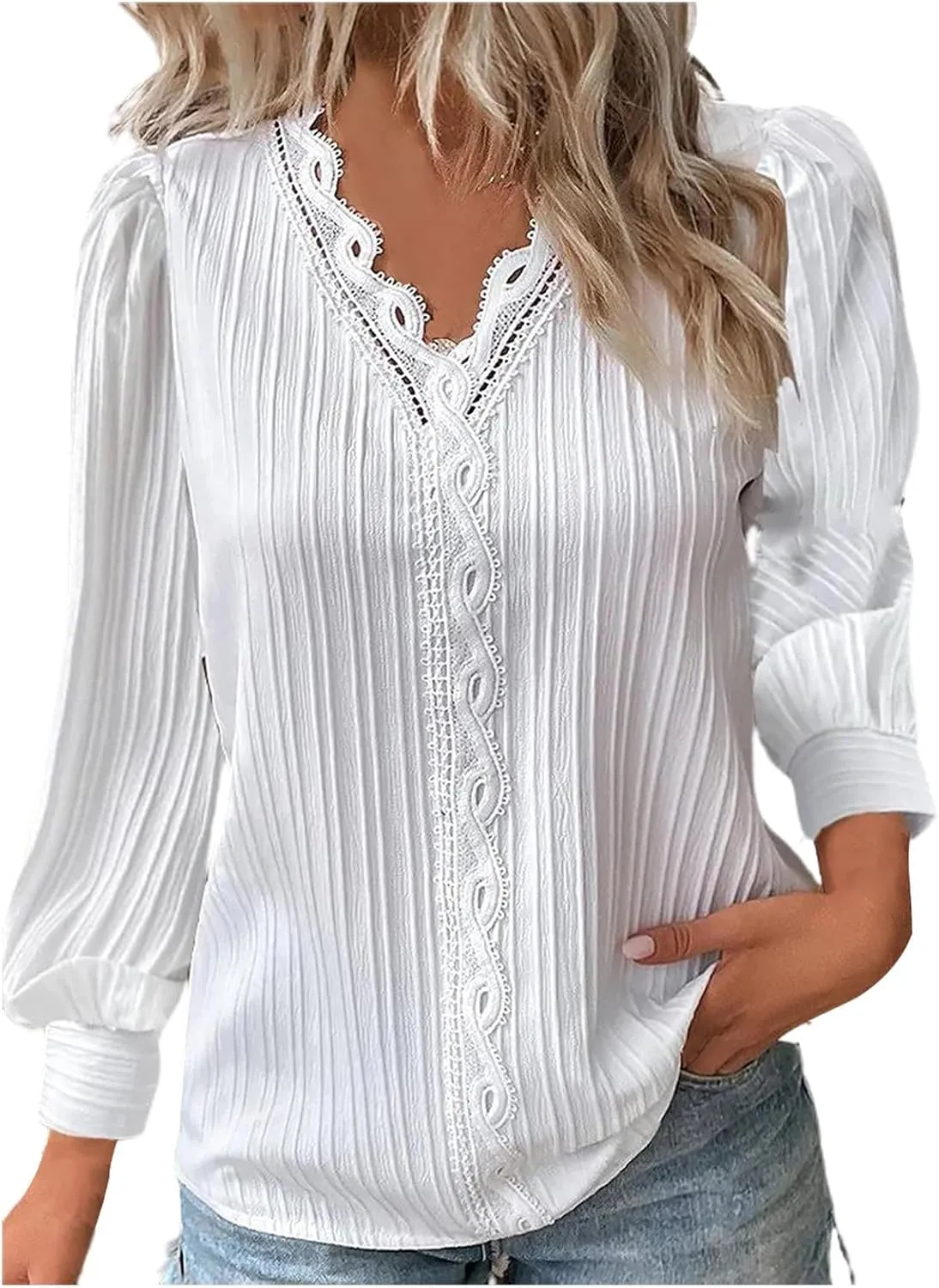 Womens Casual V Neck Tops Spring 2025 Long Sleeve Shirts Basic T Shirts Lightweight Loose T-Shirts Solid Tee Clothes