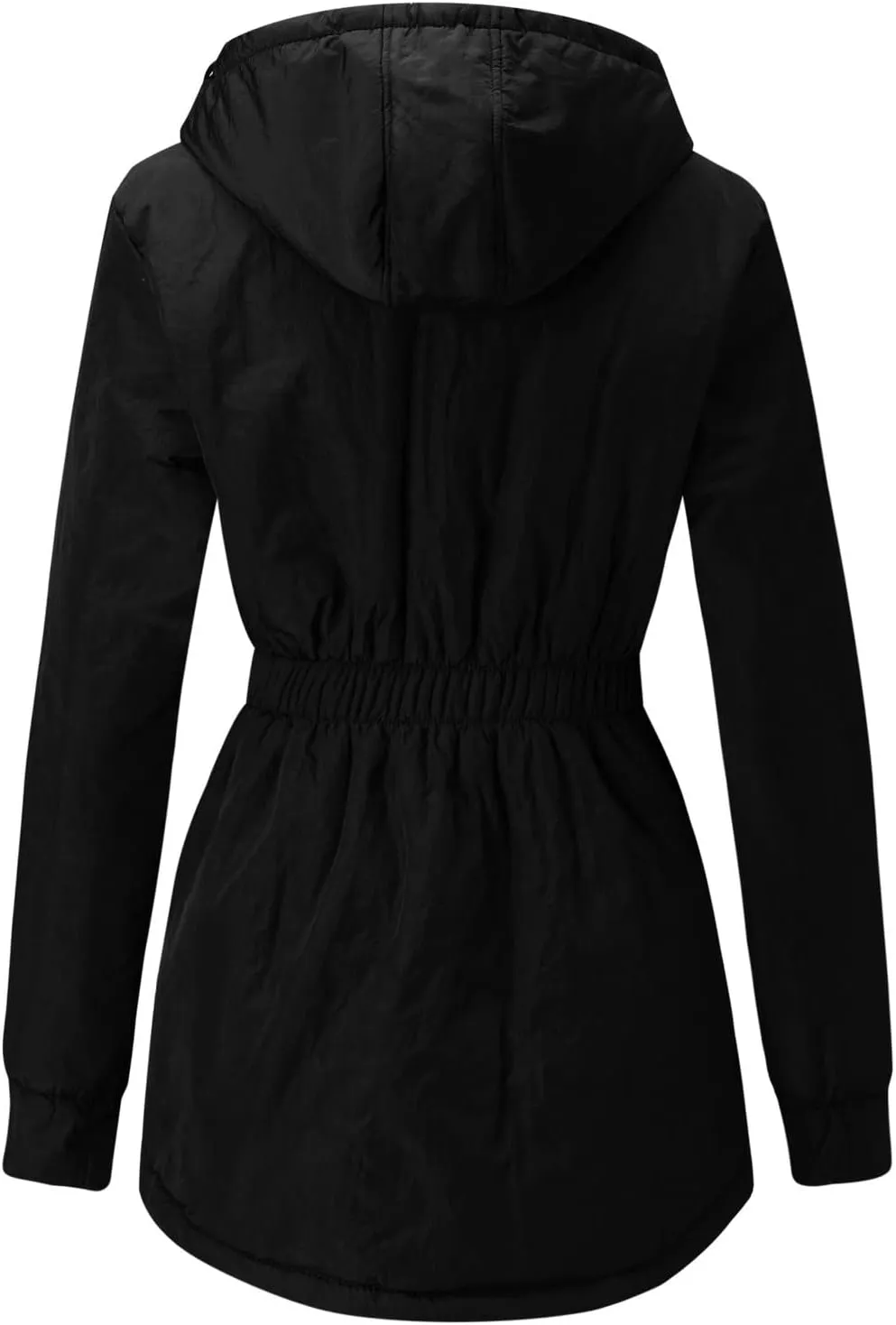 Womens Classic Solid Zipper Overcoat Long Sleeve with Hood Thick Outwear Warm Soft Slim Fleece Coat Outdoor Clothes