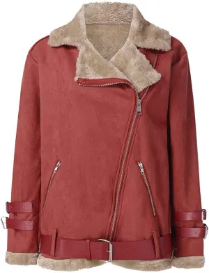 Womens Classic Zipper Fleece Coat Long Sleeve Lapel Outwear Comfort Warm Soft Overcoat with Pocket Home Outdoor Clothes