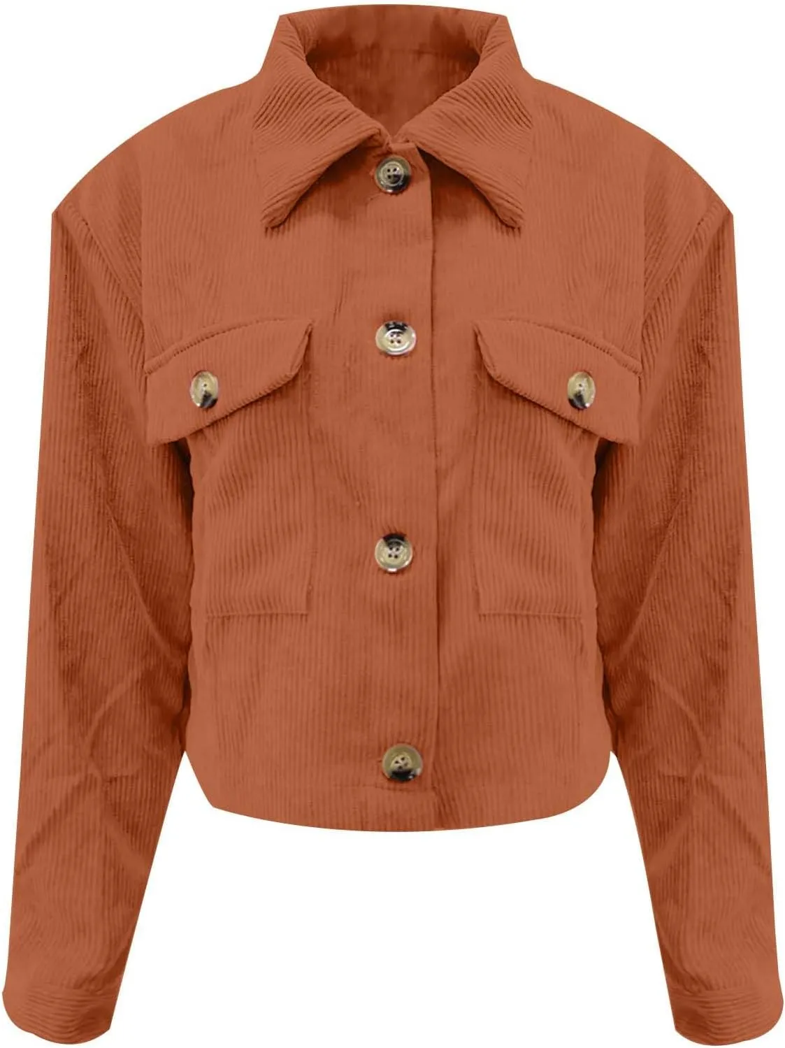 Womens Corduroy Cropped Shackets Button Down Crop Jackets Tops Long Sleeve Shirts Trendy 2025 Fall Winter