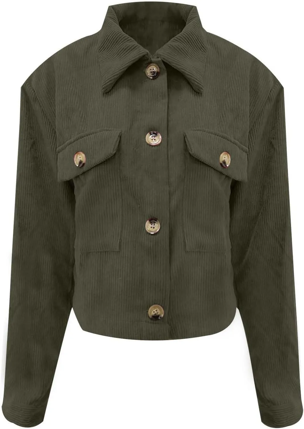 Womens Corduroy Cropped Shackets Button Down Crop Jackets Tops Long Sleeve Shirts Trendy 2025 Fall Winter