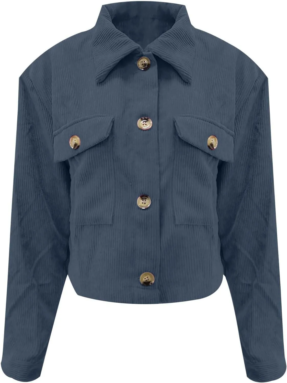Womens Corduroy Cropped Shackets Button Down Crop Jackets Tops Long Sleeve Shirts Trendy 2025 Fall Winter