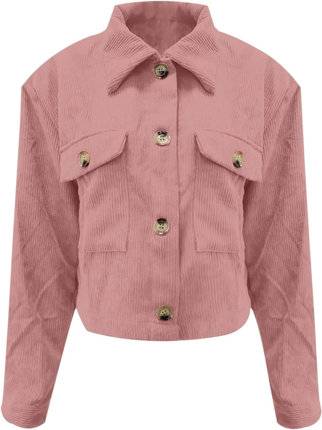 Womens Corduroy Cropped Shackets Button Down Crop Jackets Tops Long Sleeve Shirts Trendy 2025 Fall Winter