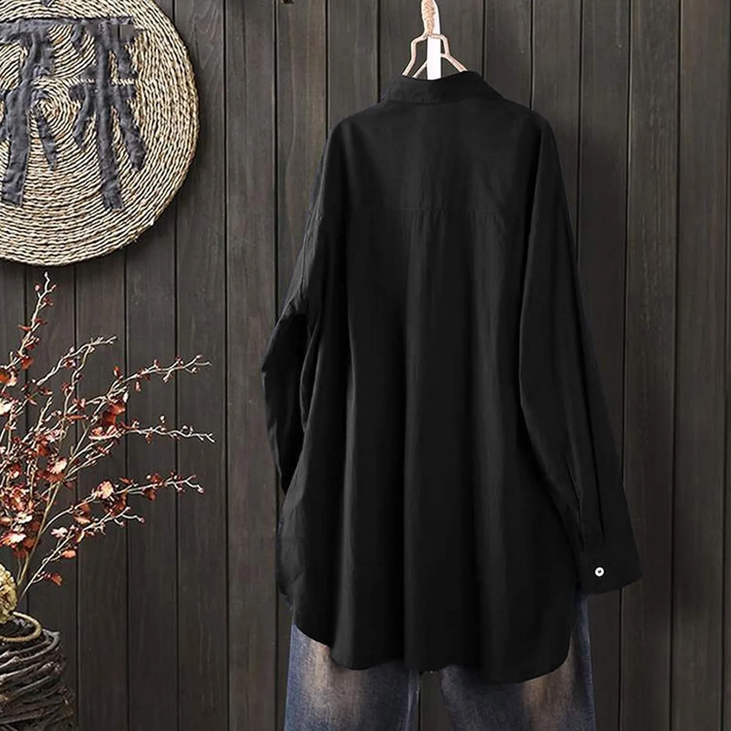 Womens Cotton Tops Solid Color Sleeve Collar Casual Women's Shirt Women's Shirt Workout Button Down Plus Size Cotton