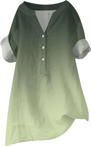 Womens Cotton Tops Solid Color Sleeve Collar Casual Women's Shirt Women's Shirt Workout Button Down Plus Size Cotton