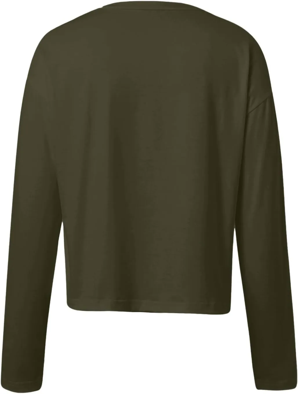 Womens Fashion Fall Long Sleeve Cropped T-Shirts Round Neck Drop Shoulder Crop Sweatshirts Solid Casual Crop Tops