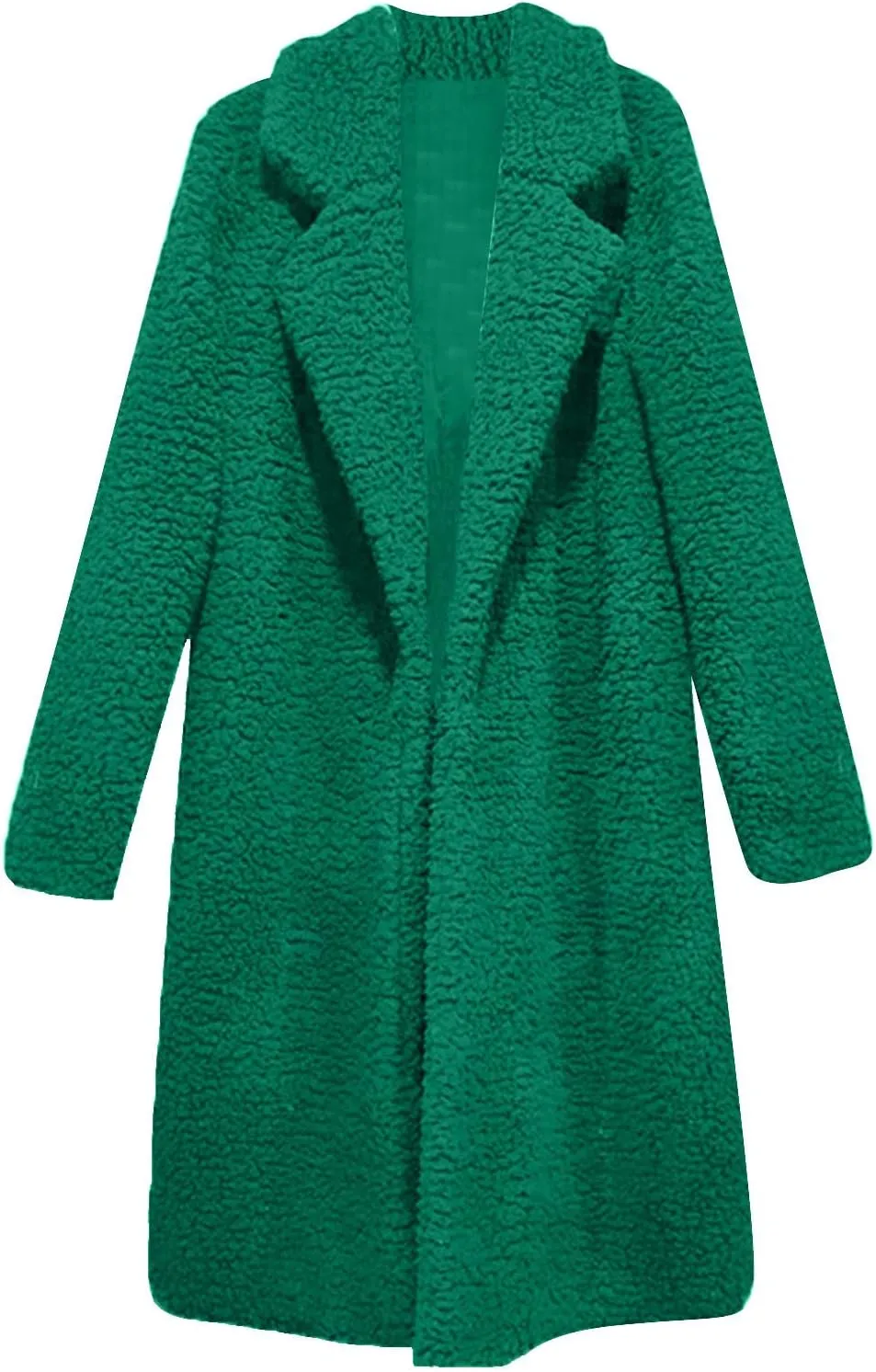 Womens Fashion Solid Length Wool Coat Long Sleeve Open Front Outwear Casual Warm Loose Overcoat Outdoor Winter Clothes