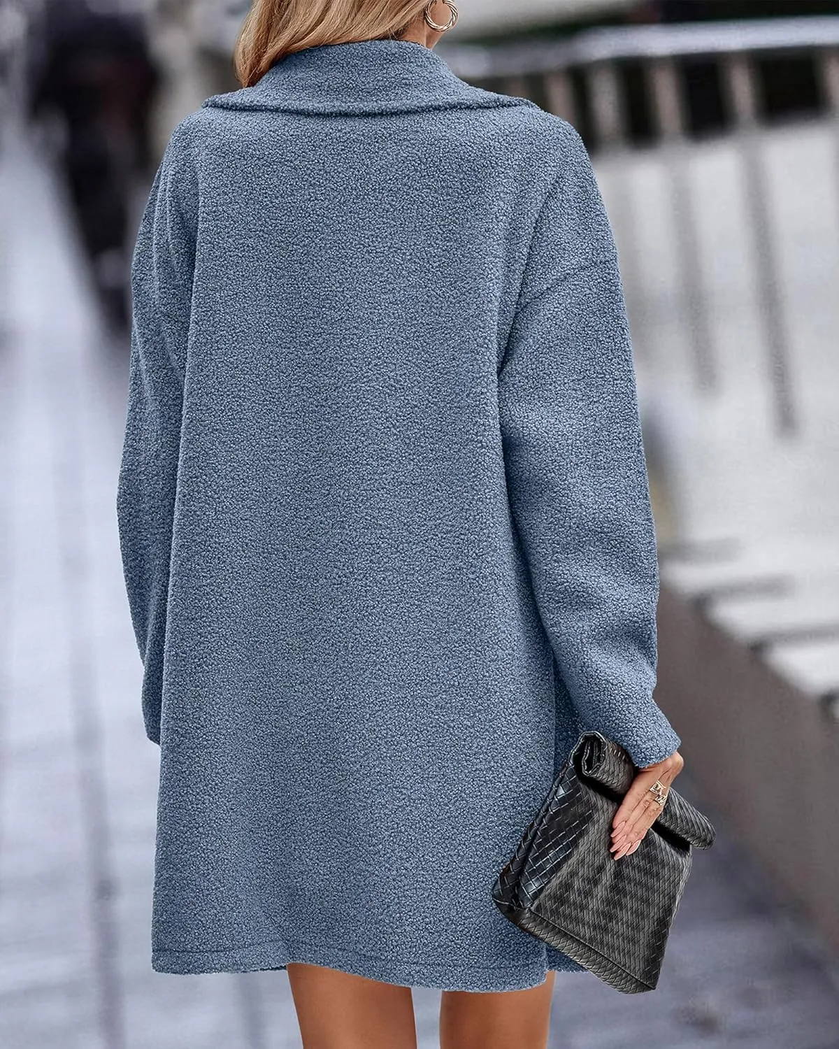 Womens Faux Fur Coat Winter Warm Fuzzy Fleece Long Jackets Oversized Lapel Button Open Front Cardigan Coats