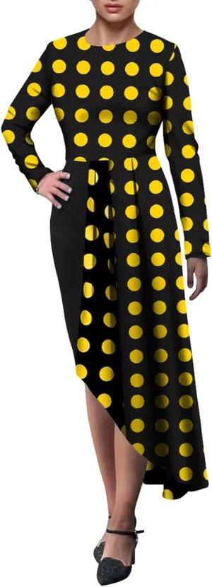 Women's Fit and Flare Midi Dress Floral Asymmetrical Hem Flowy Ruffles Bodycon Tea Party Dresses
