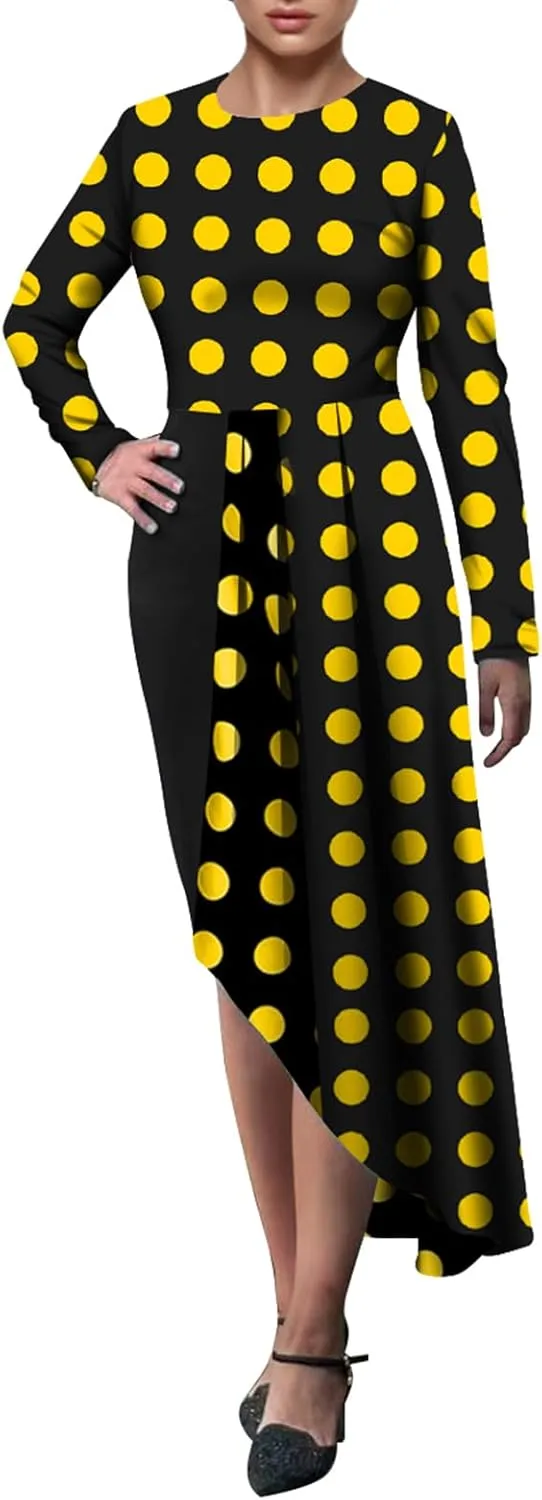 Women's Fit and Flare Midi Dress Floral Asymmetrical Hem Flowy Ruffles Bodycon Tea Party Dresses