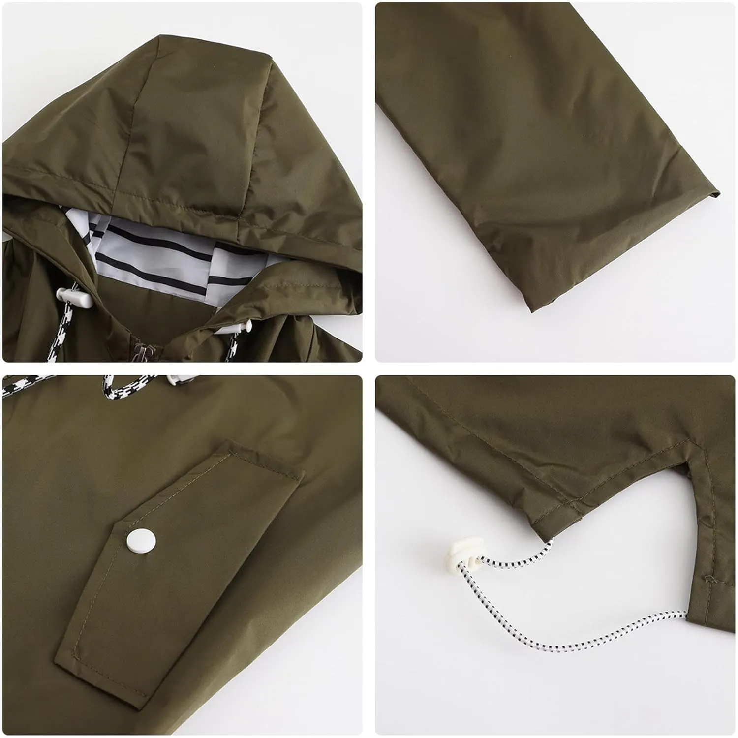 Womens Hooded Rain Jackets Fall Winter Outdoor Jacket Zip Up Hoodie Windbreaker Outwear Casual Rainproof Coats