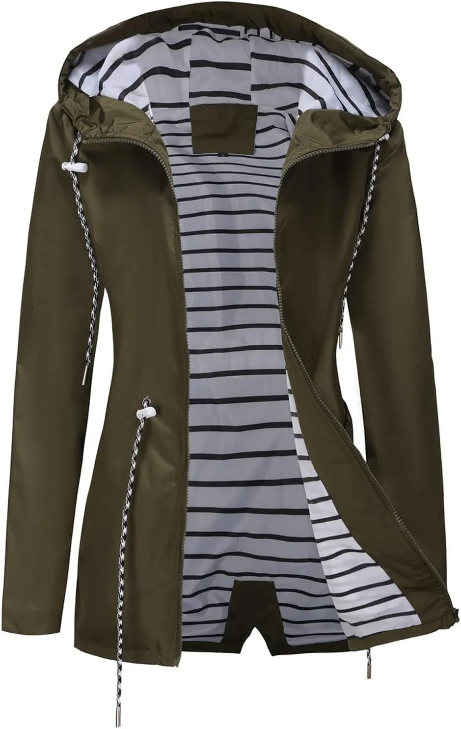 Womens Hooded Rain Jackets Fall Winter Outdoor Jacket Zip Up Hoodie Windbreaker Outwear Casual Rainproof Coats