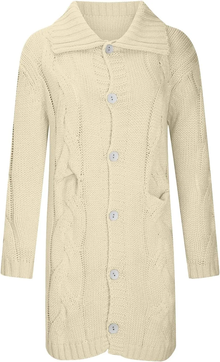 Women's Knitted Cardigan Coat Long Chunky Knit Sweater Coats 2025 Fall Winter Outerwear Sweaters Plus Size Long Jackets