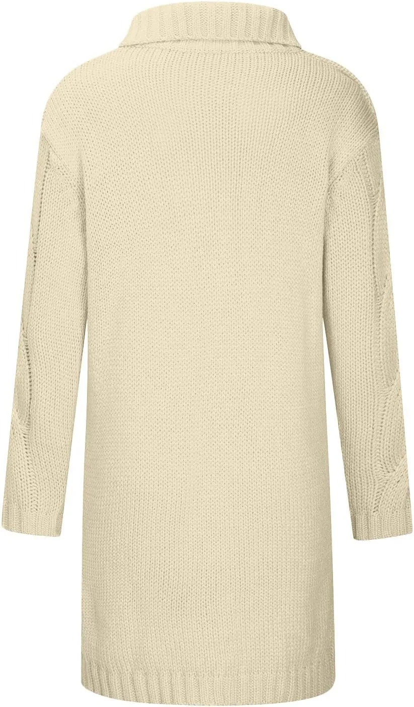 Women's Knitted Cardigan Coat Long Chunky Knit Sweater Coats 2025 Fall Winter Outerwear Sweaters Plus Size Long Jackets