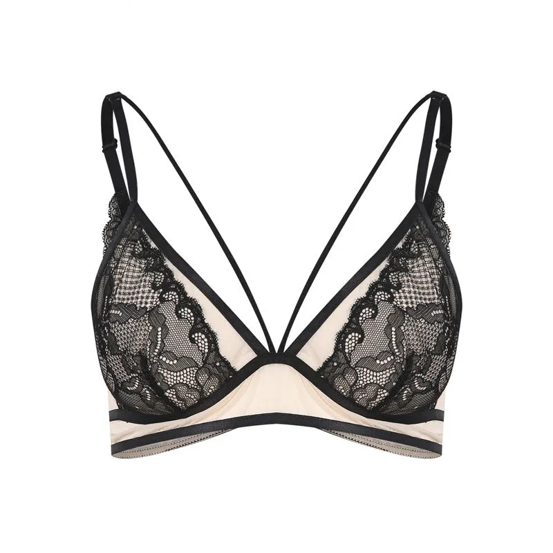 Women's Lace Mesh Bra With Floral Print