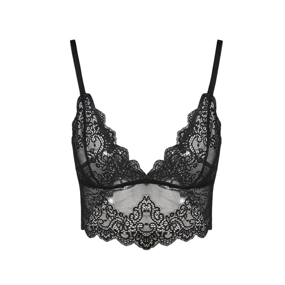Women's Lace Mesh Soft Black Bra