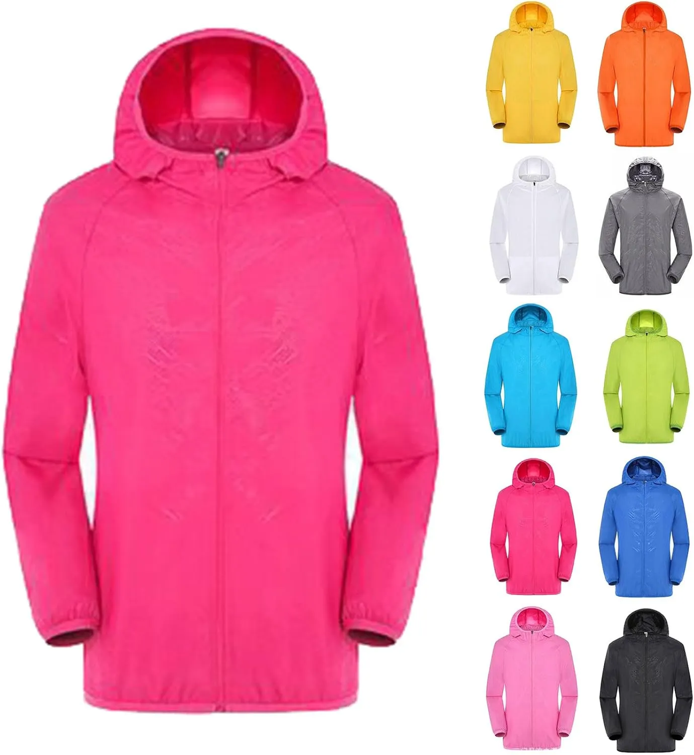 Women's Lightweight Hooded Rain Jacket Plus Size Waterproof Windbreaker Packable Travel Raincoat Outdoor Outerwear