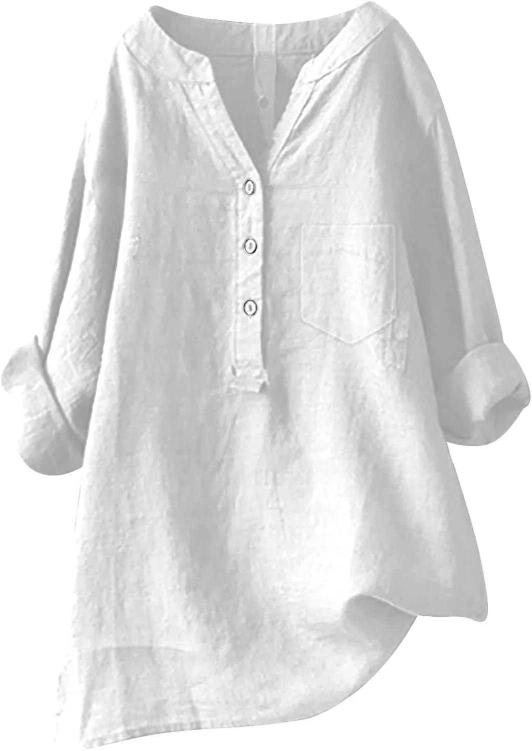 Women's Linen Button Down Shirts Short Sleeve V Neck Tshirts Summer Plain Blouses Casual Loose Fit Tunic Tops Outfits