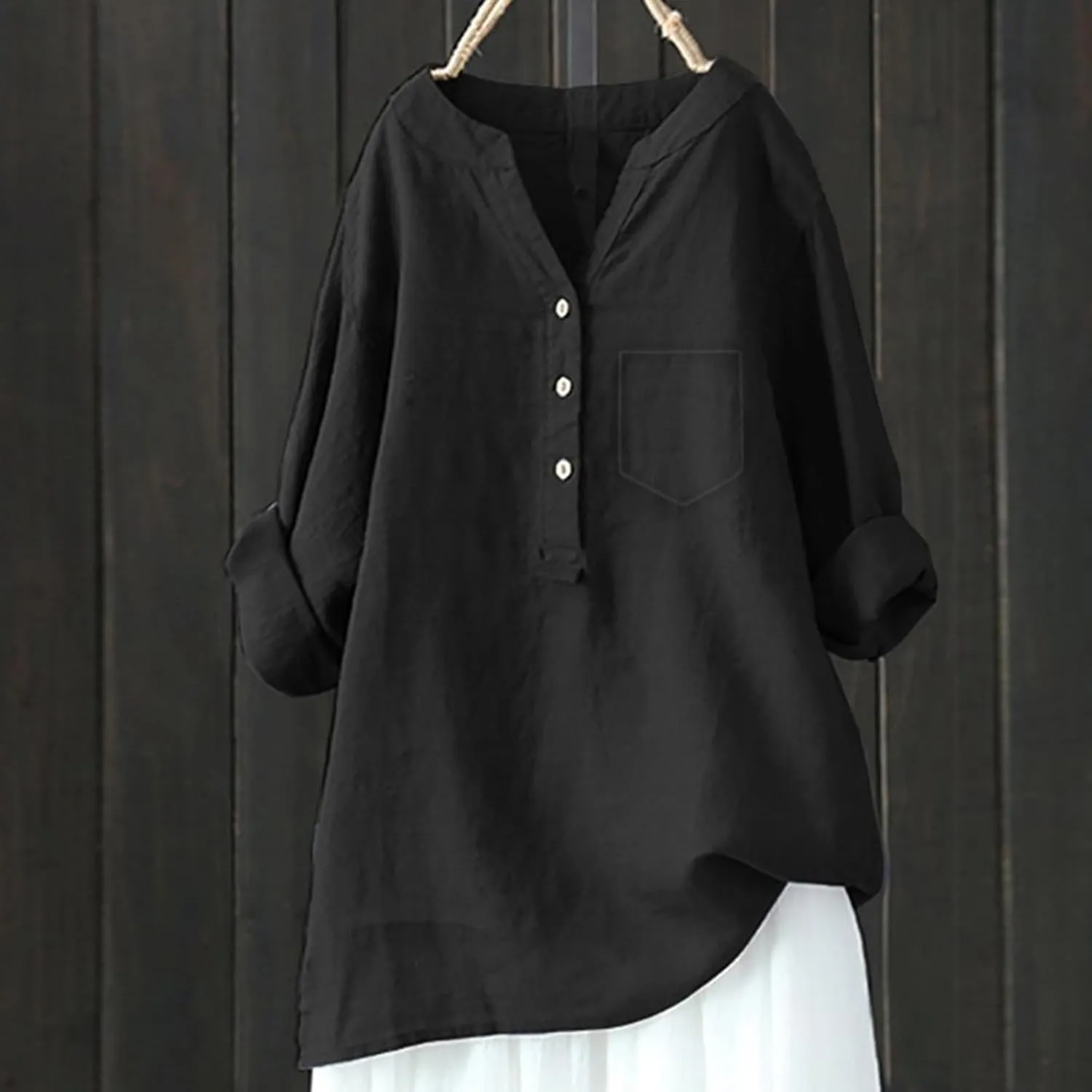 Women's Linen Button Down Shirts Short Sleeve V Neck Tshirts Summer Plain Blouses Casual Loose Fit Tunic Tops Outfits