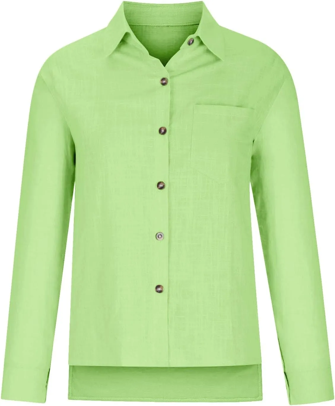 Womens Linen Button Down Shirts Spring Casual Long Sleeve Solid Color Shirts Loose Summer Cute Tees Outfits Blouse