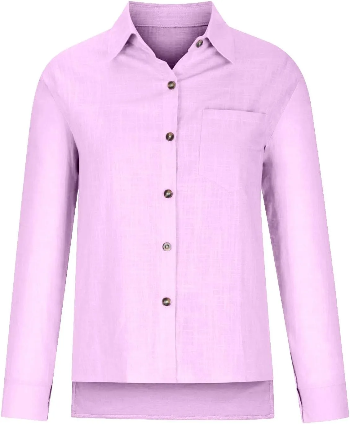 Womens Linen Button Down Shirts Spring Casual Long Sleeve Solid Color Shirts Loose Summer Cute Tees Outfits Blouse