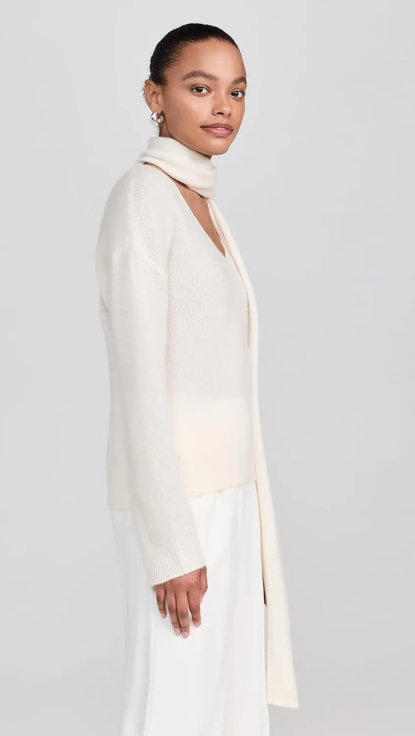 Women's Lofty Cashmere Two Piece V Neck Scarf Set