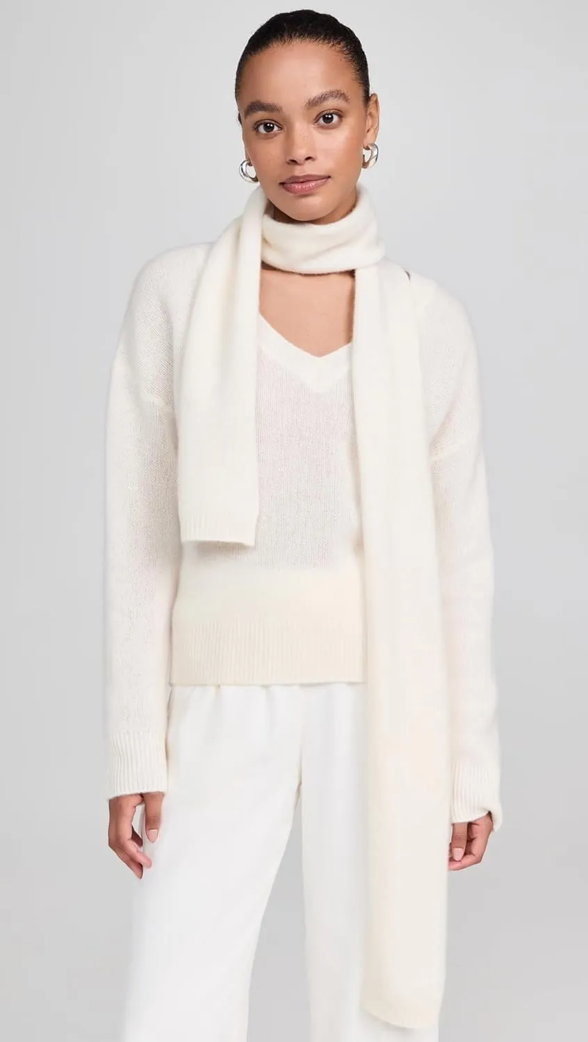 Women's Lofty Cashmere Two Piece V Neck Scarf Set