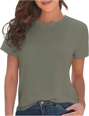 Women's Short Sleeve T-Shirts Sun Protection Quick Dry Athletic Running Workout Rash Guard Tops Casual Beach Tees