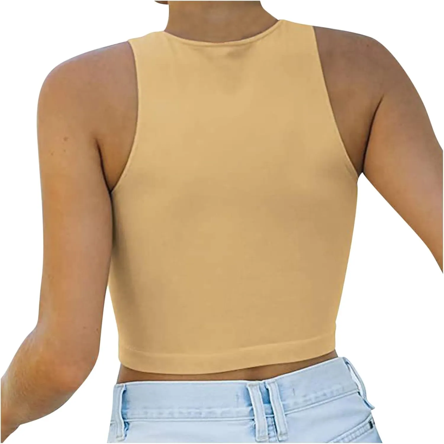 Women's Sleeveless Halter Neck Casual Basic Tank Crop Tops Tank Tops for Women Workout Athletic Yoga Going Out Tops