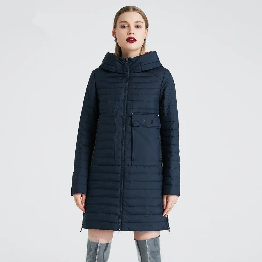 Women's Spring/Autumn Polyester Windproof Coat With Pockets