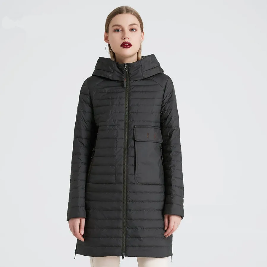 Women's Spring/Autumn Polyester Windproof Coat With Pockets