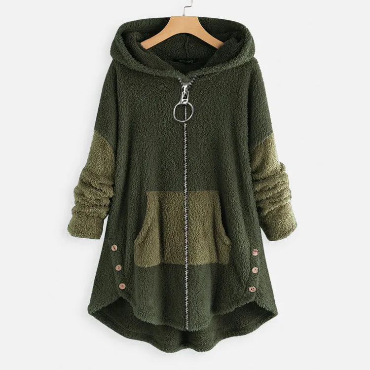 Women's Style Autumn Street Hipster Fluffy Hooded Sweaters