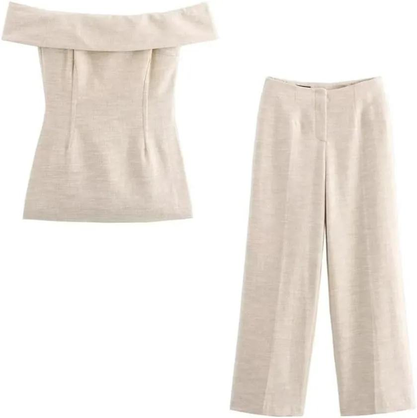 Women's Summer Casual Simple Solid Color Top Pants Two-Piece Set
