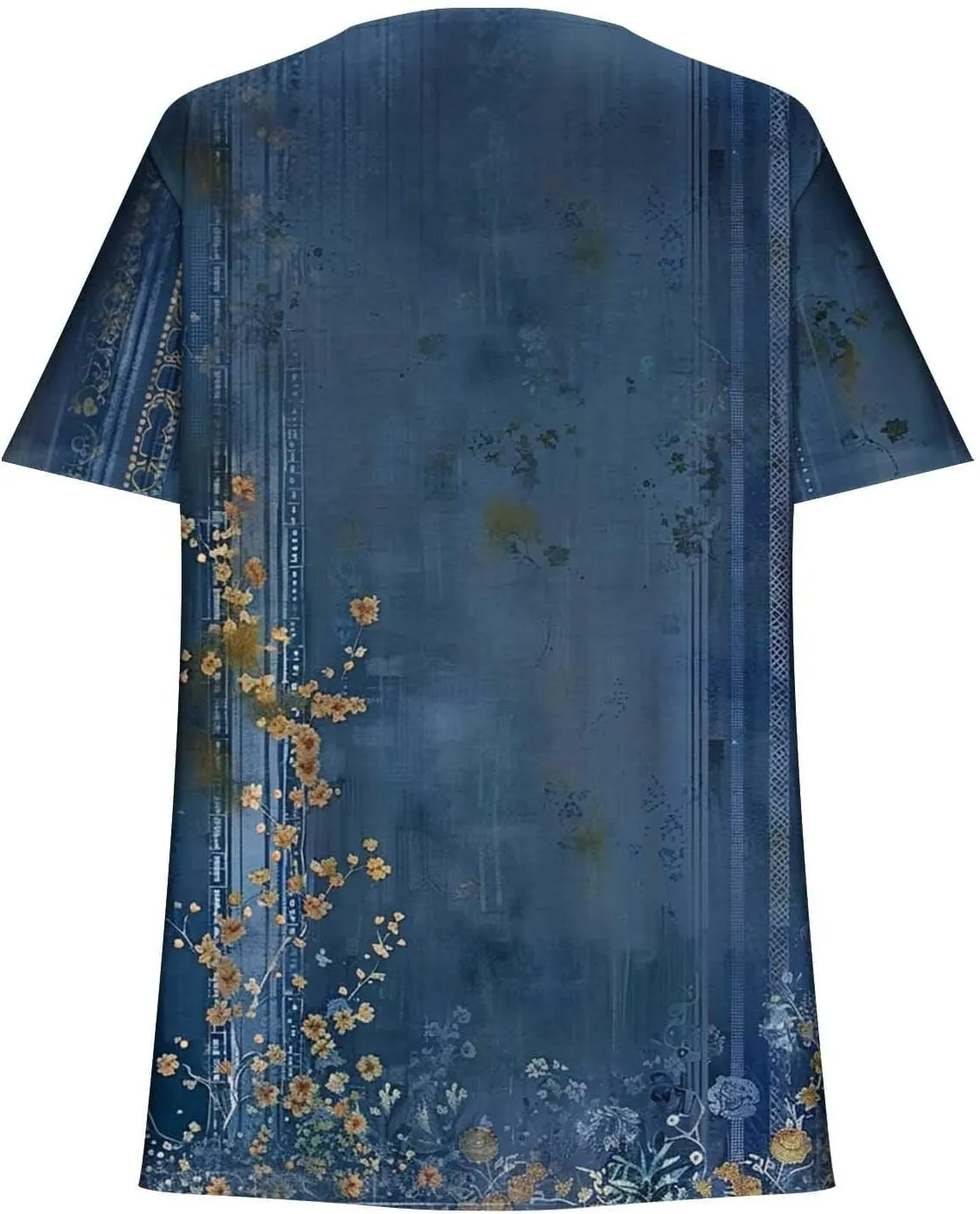 Womens Summer Tops Short Sleeve V Neck Henley Tops Floral Shirts Elegant Dressy Blouse Tunic Causal Loose Fit Tees