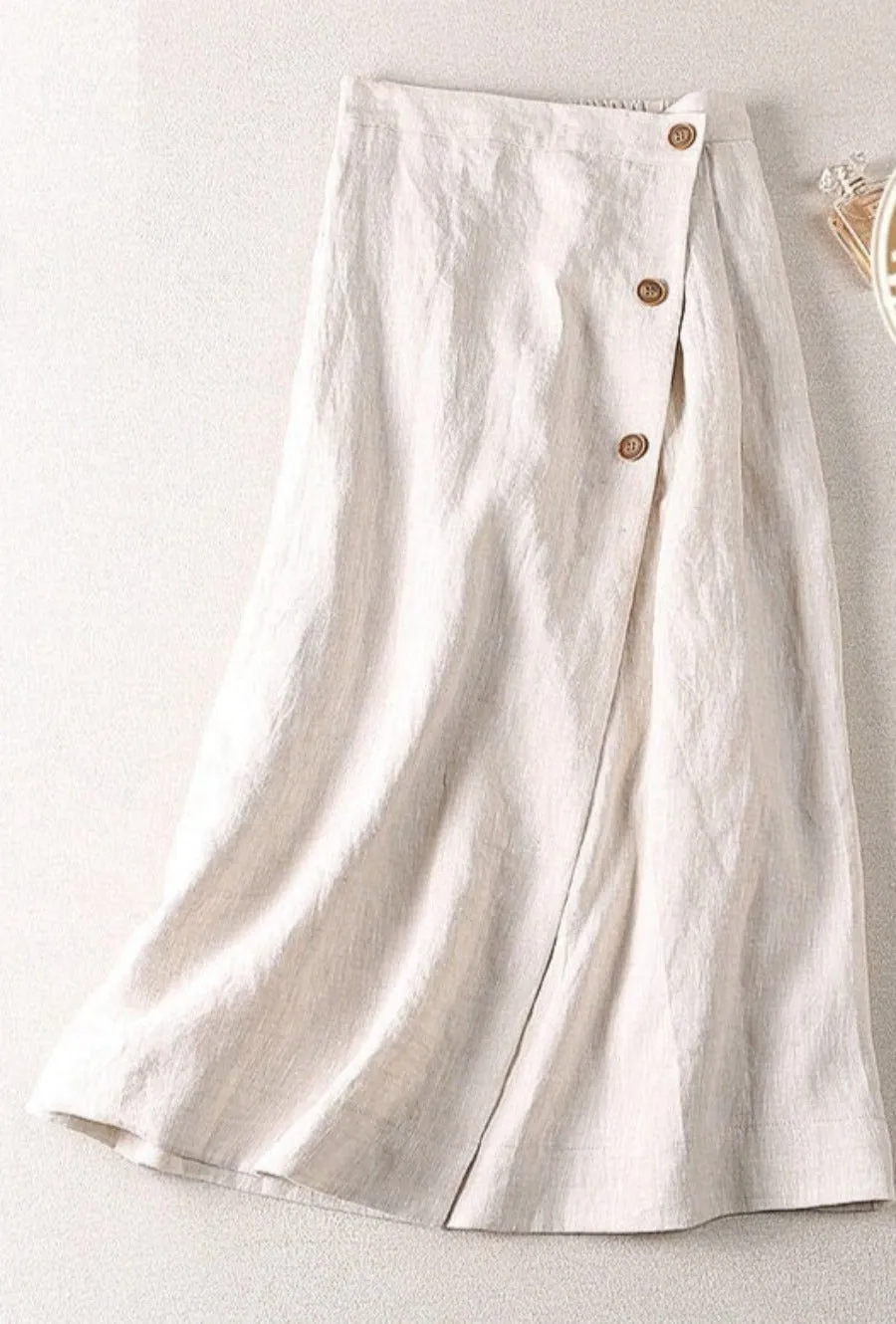 Women's Summer/Autumn Multicolor Cotton Linen Skirt