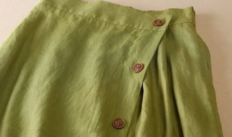 Women's Summer/Autumn Multicolor Cotton Linen Skirt
