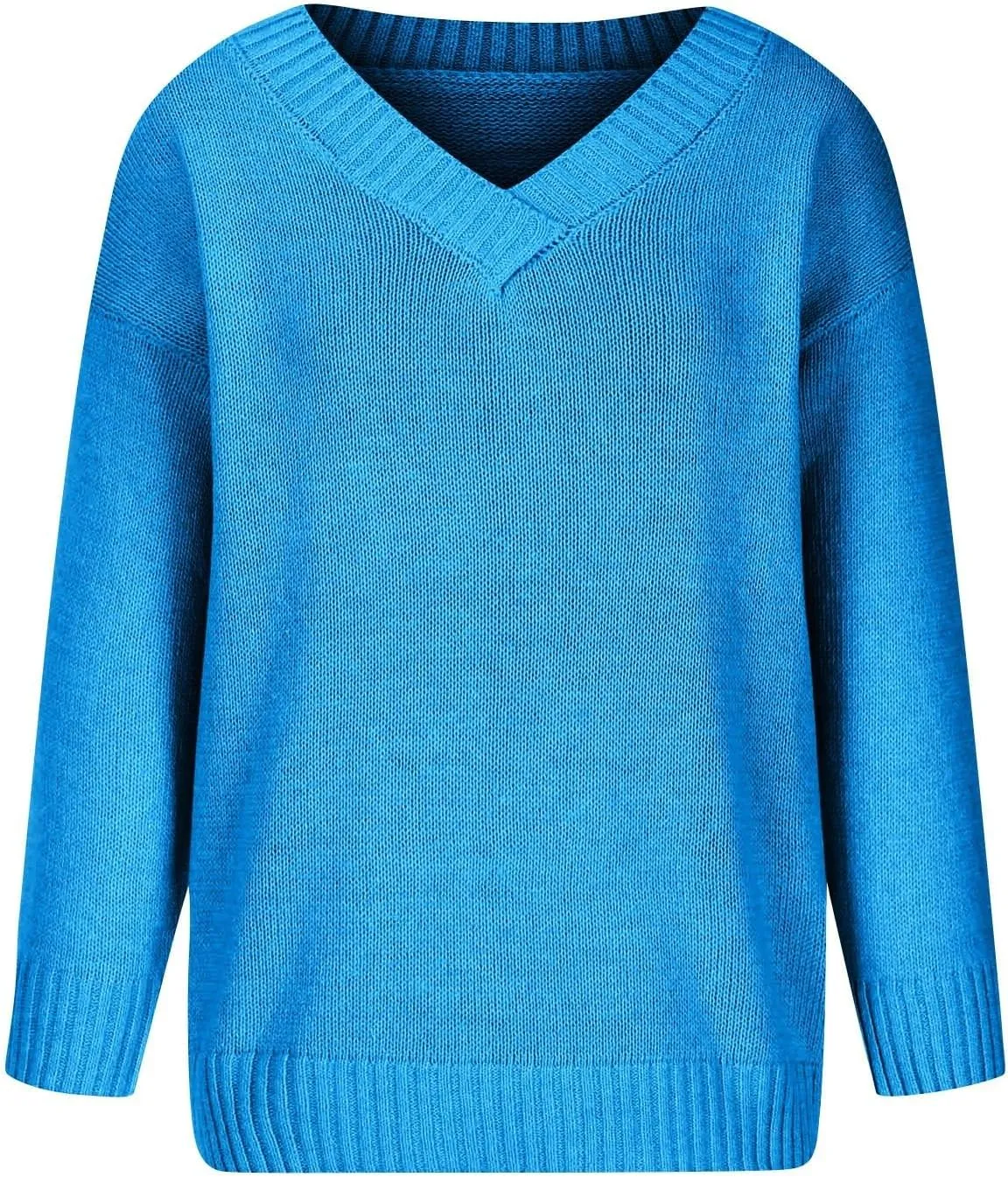 Womens Sweaters V Neck Fall Outfits 2024 Pullover Tops Winter Clothes Lightweight Long Sleeve Tops Casual Knit Shirts