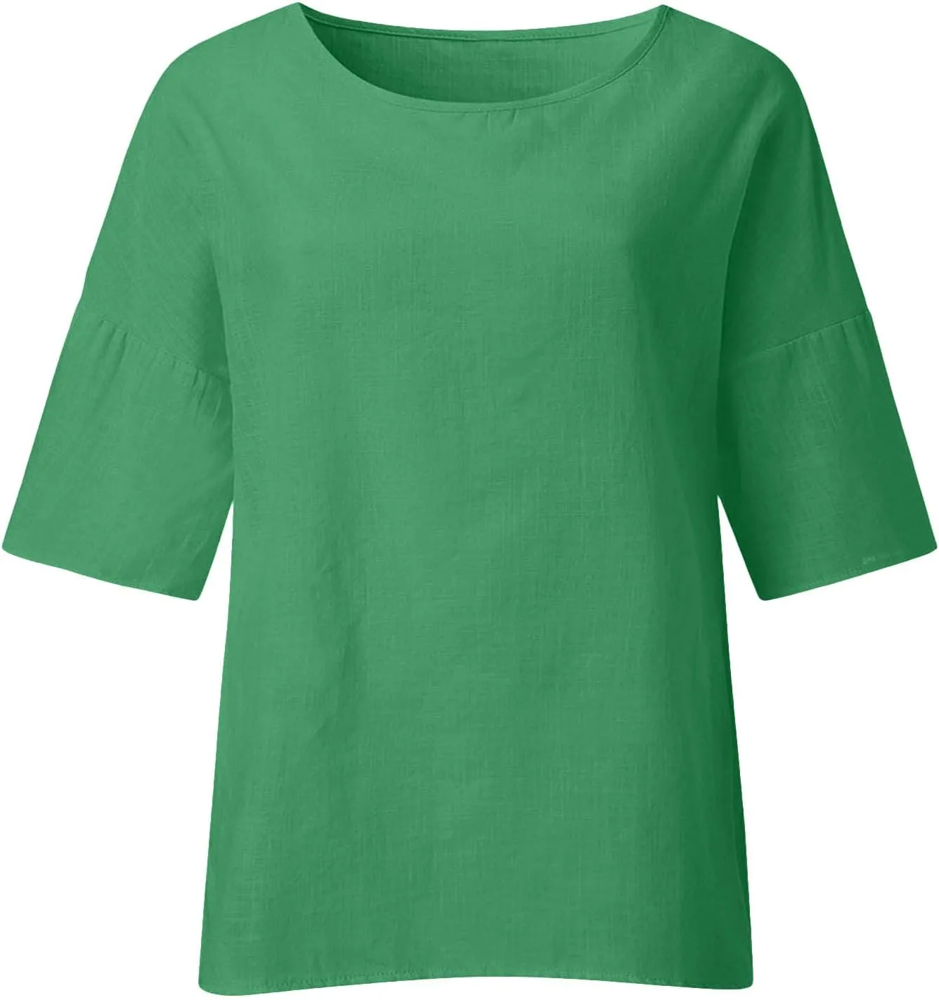 Womens T Shirts Cotton Loose Fit 3/4 Sleeve Crewneck Cotton Linen Top Blouse Casual Dressy Summer Loose Pullover 2024