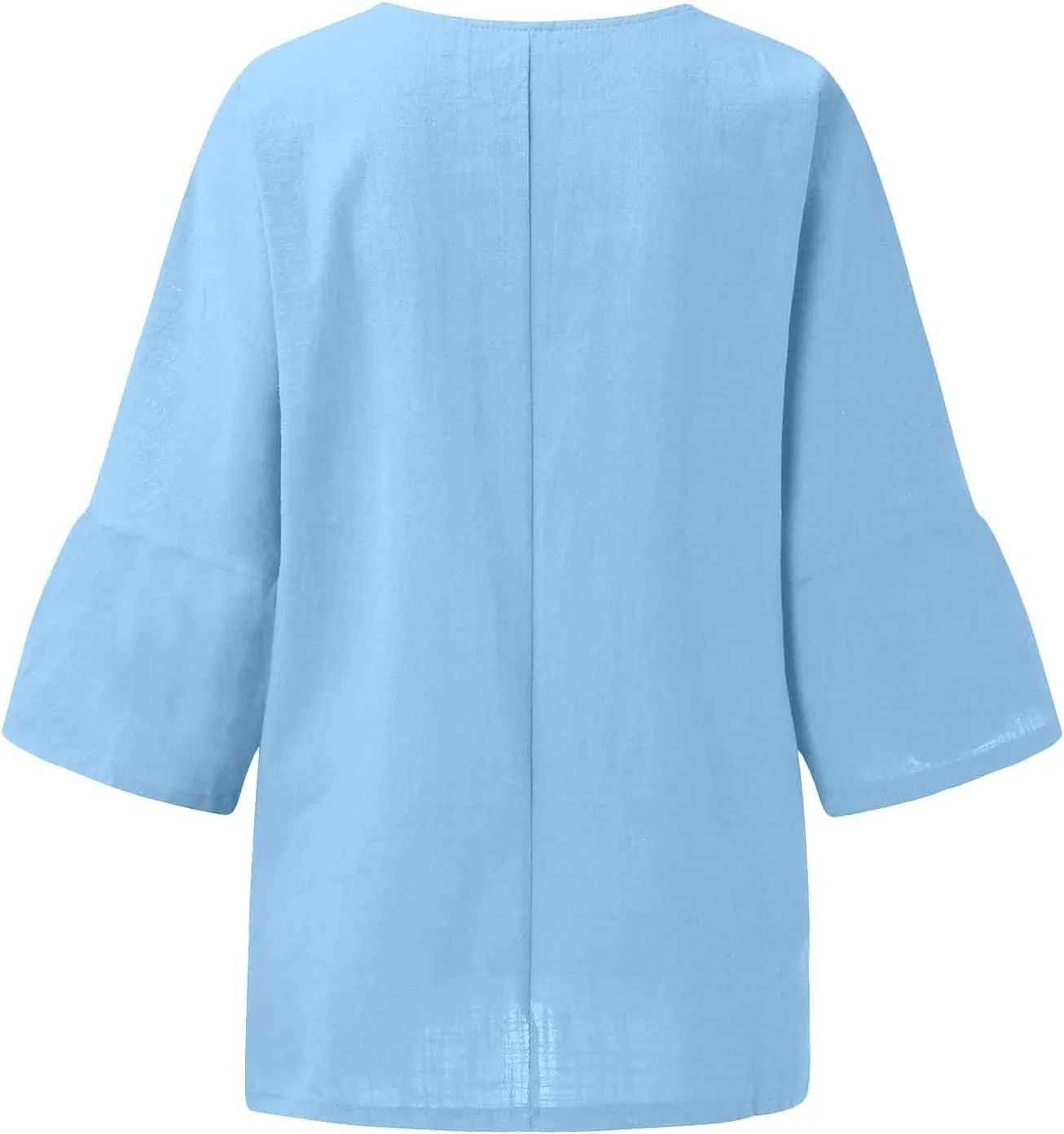Womens T Shirts Cotton Loose Fit 3/4 Sleeve Crewneck Cotton Linen Top Blouse Casual Dressy Summer Loose Pullover 2024
