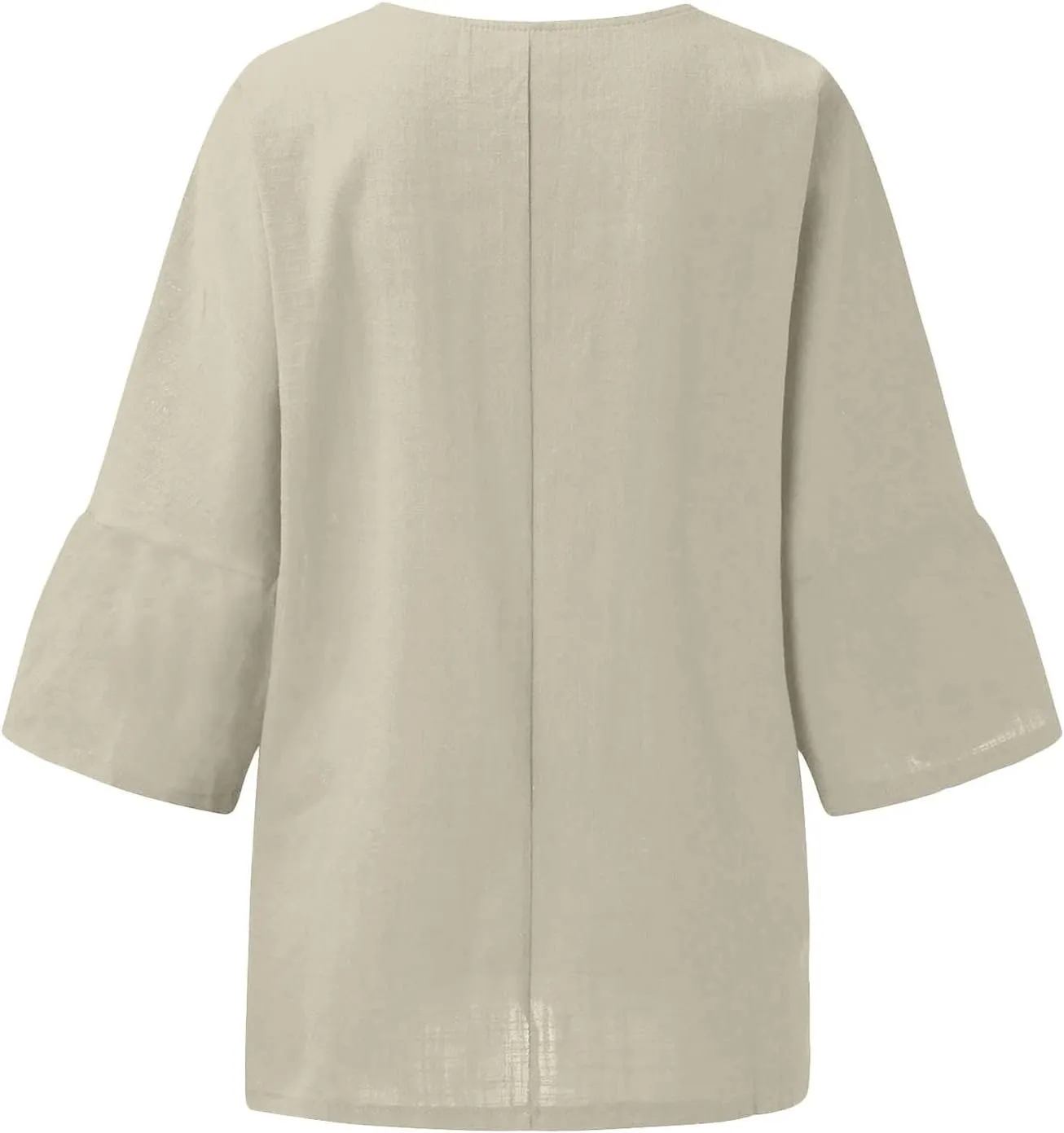 Womens T Shirts Cotton Loose Fit 3/4 Sleeve Crewneck Cotton Linen Top Blouse Casual Dressy Summer Loose Pullover 2024