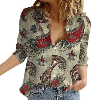 Womens Tops Long Sleeve Short Sleeved Shirt Bat Sleeves Large Size Loose Waisted Cotton Button Down Shirts for