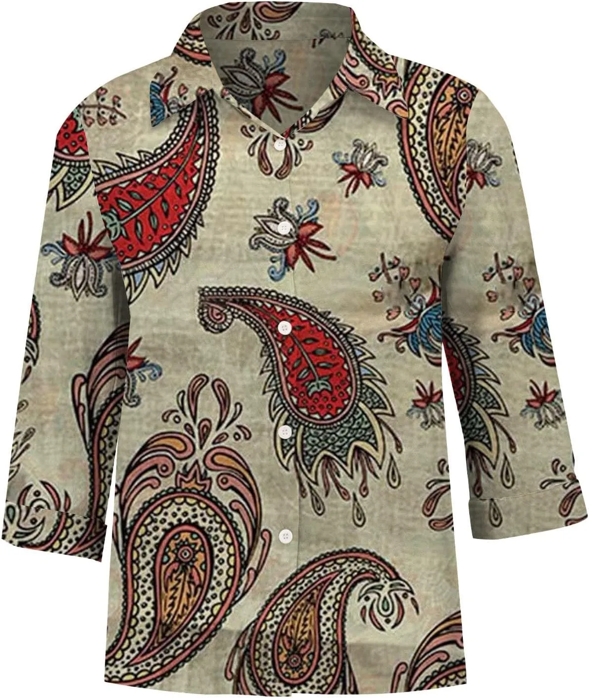 Womens Tops Long Sleeve Short Sleeved Shirt Bat Sleeves Large Size Loose Waisted Cotton Button Down Shirts for
