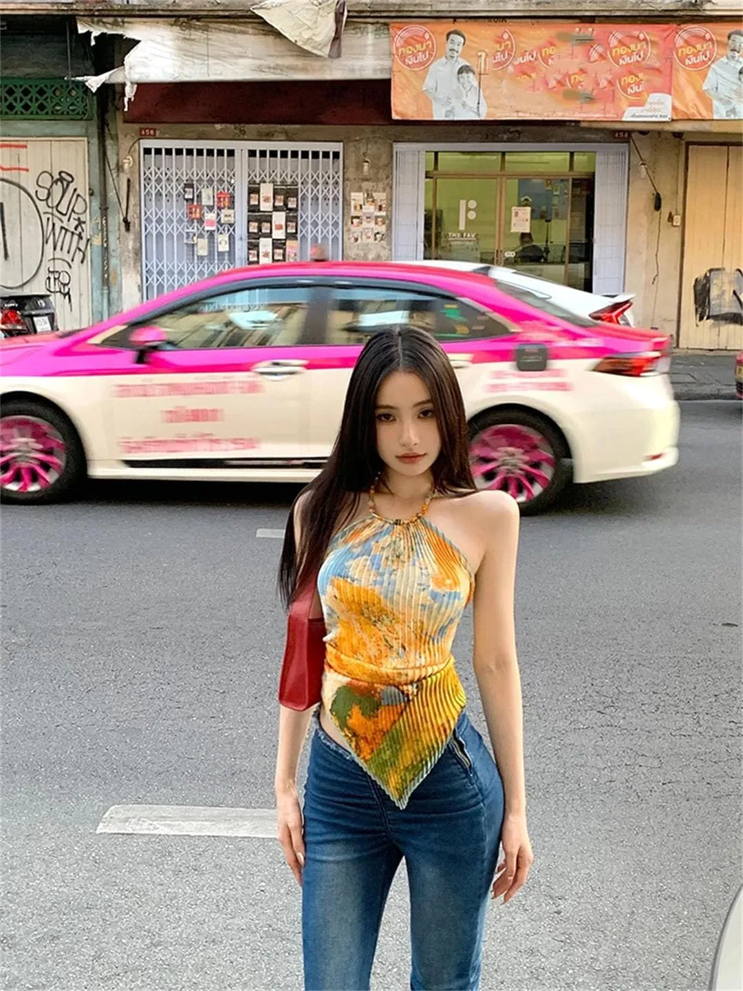 Women's Vintage Tank Tops Sleeveless Tie Dye Camis Y2k Retro Tops Japanese Tank