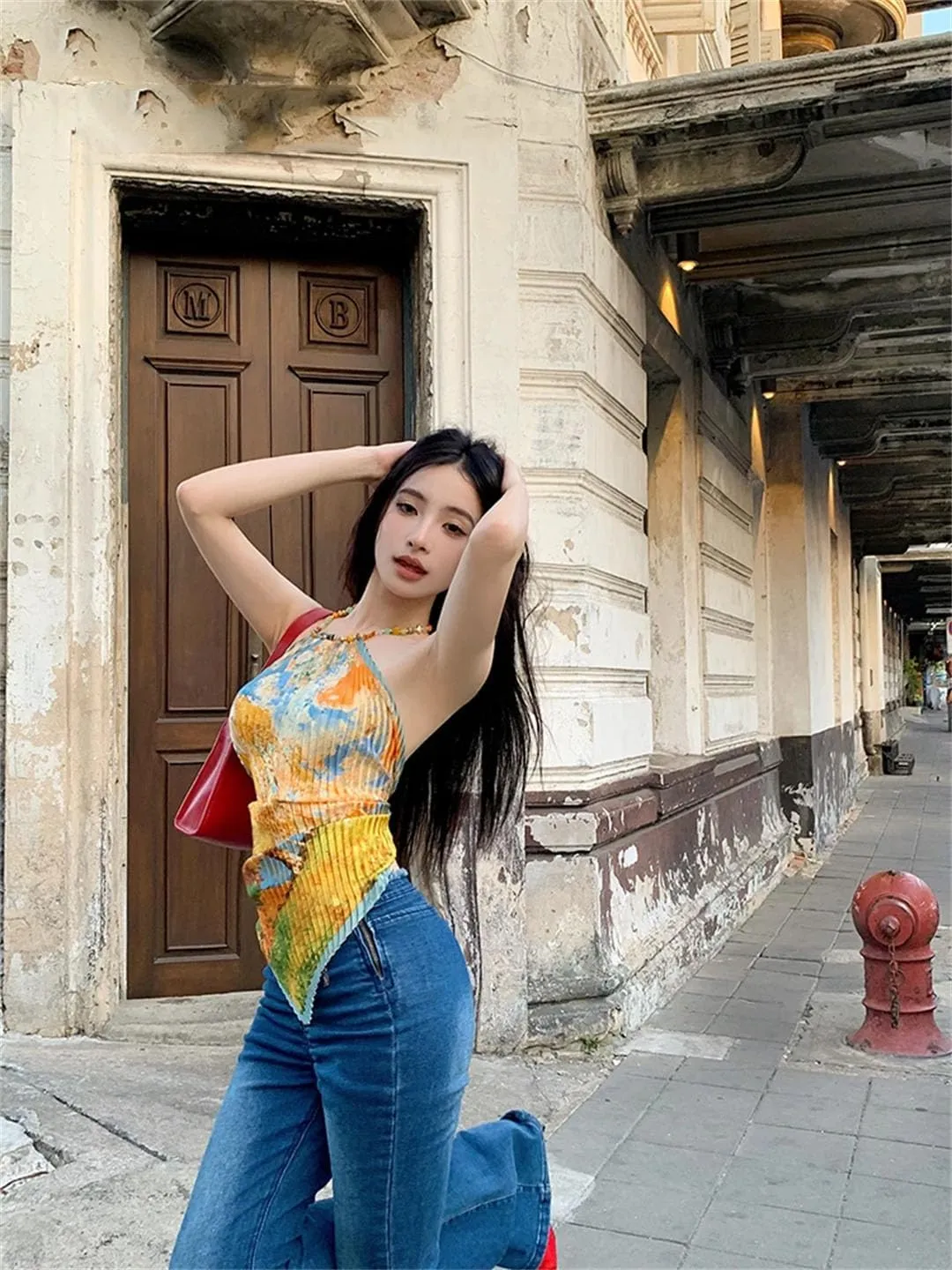 Women's Vintage Tank Tops Sleeveless Tie Dye Camis Y2k Retro Tops Japanese Tank