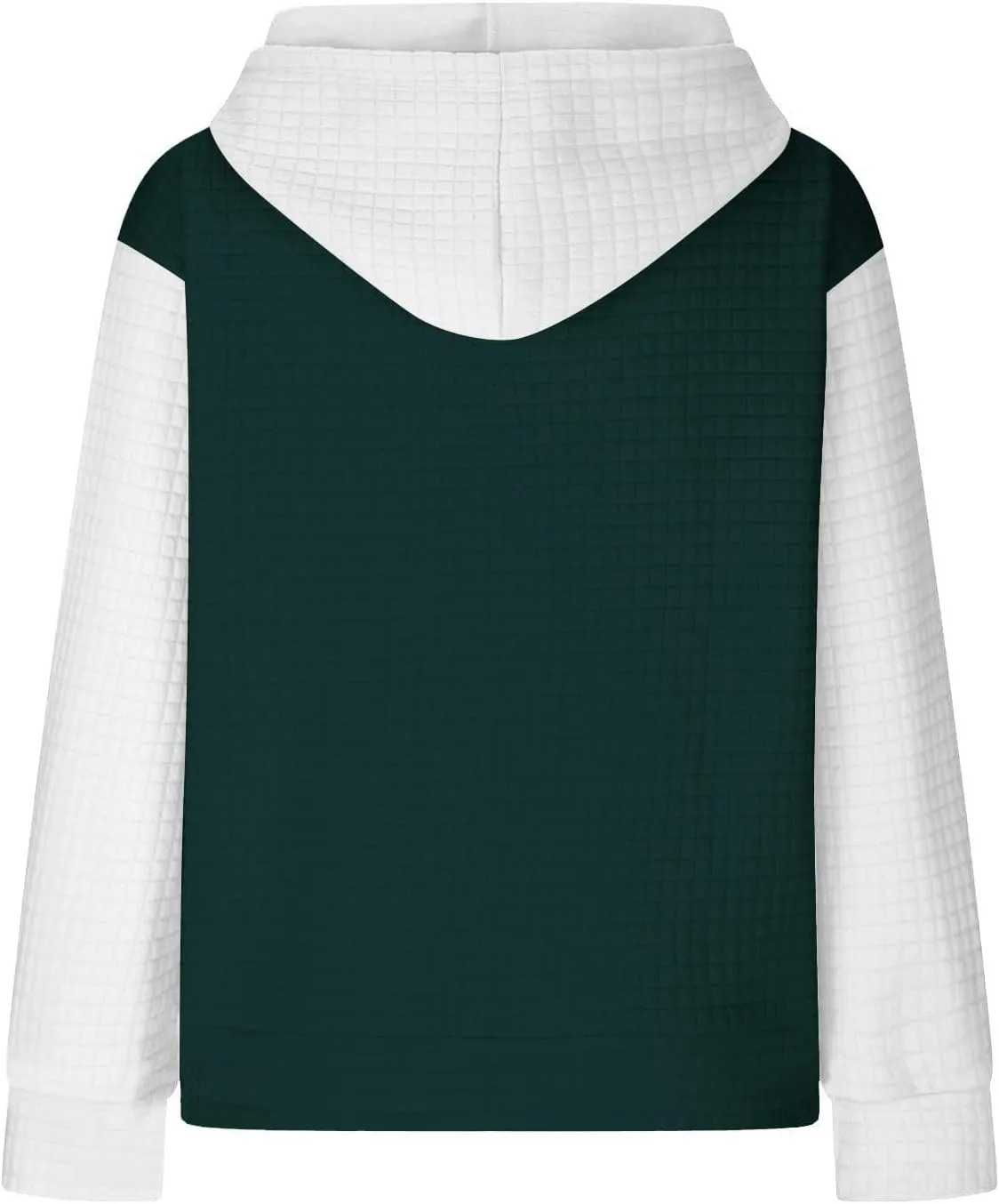 Womens Waffle Knit Hooded Sweatshirts Casual Long Sleeve Ladies Sweatshirts Tops Color Patchwork Hoodies Tops