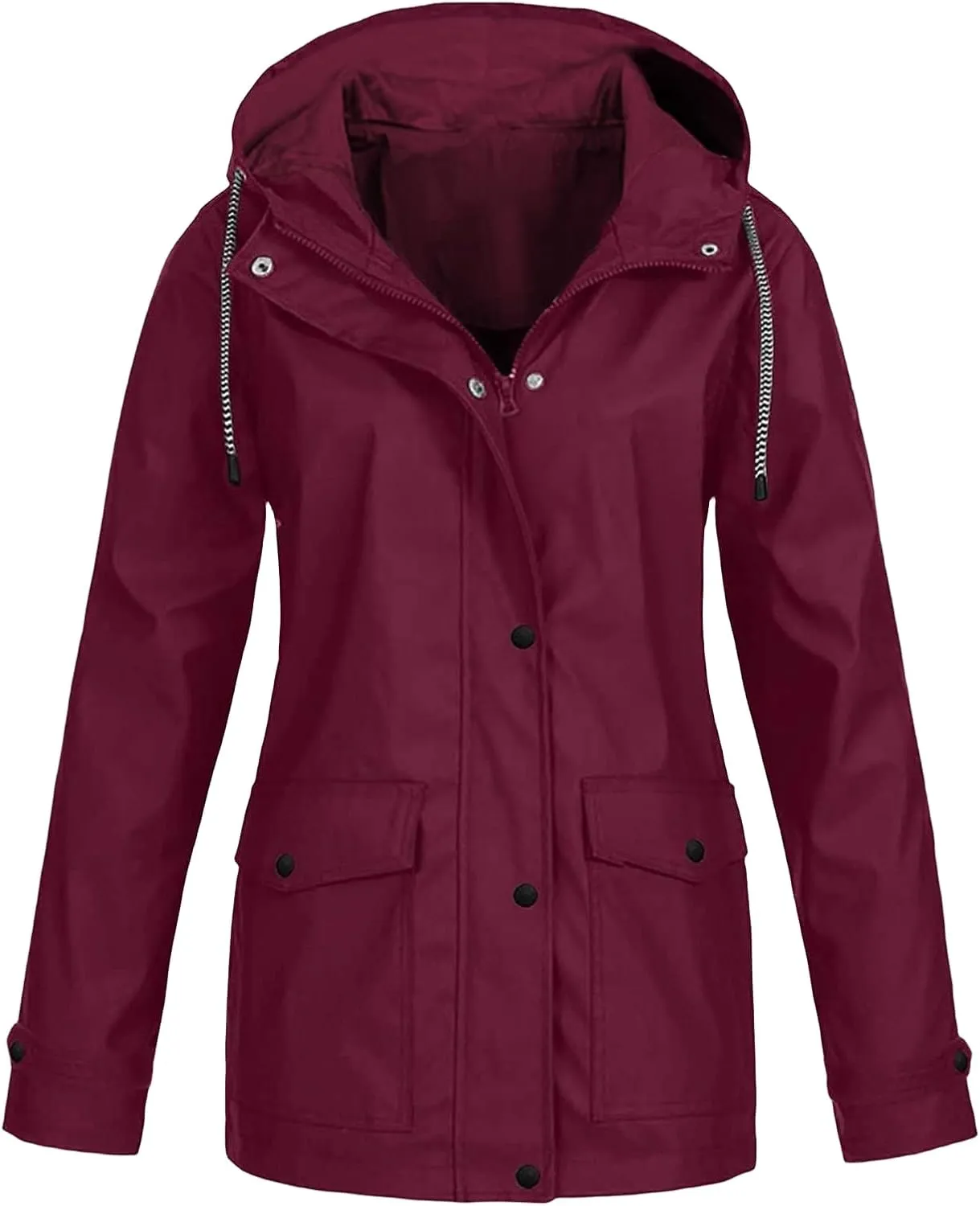 Womens Waterproof Rain Coat with Hood Lightweight Zip Up Fall Raincoat Active Outdoor Hooded Windbreaker