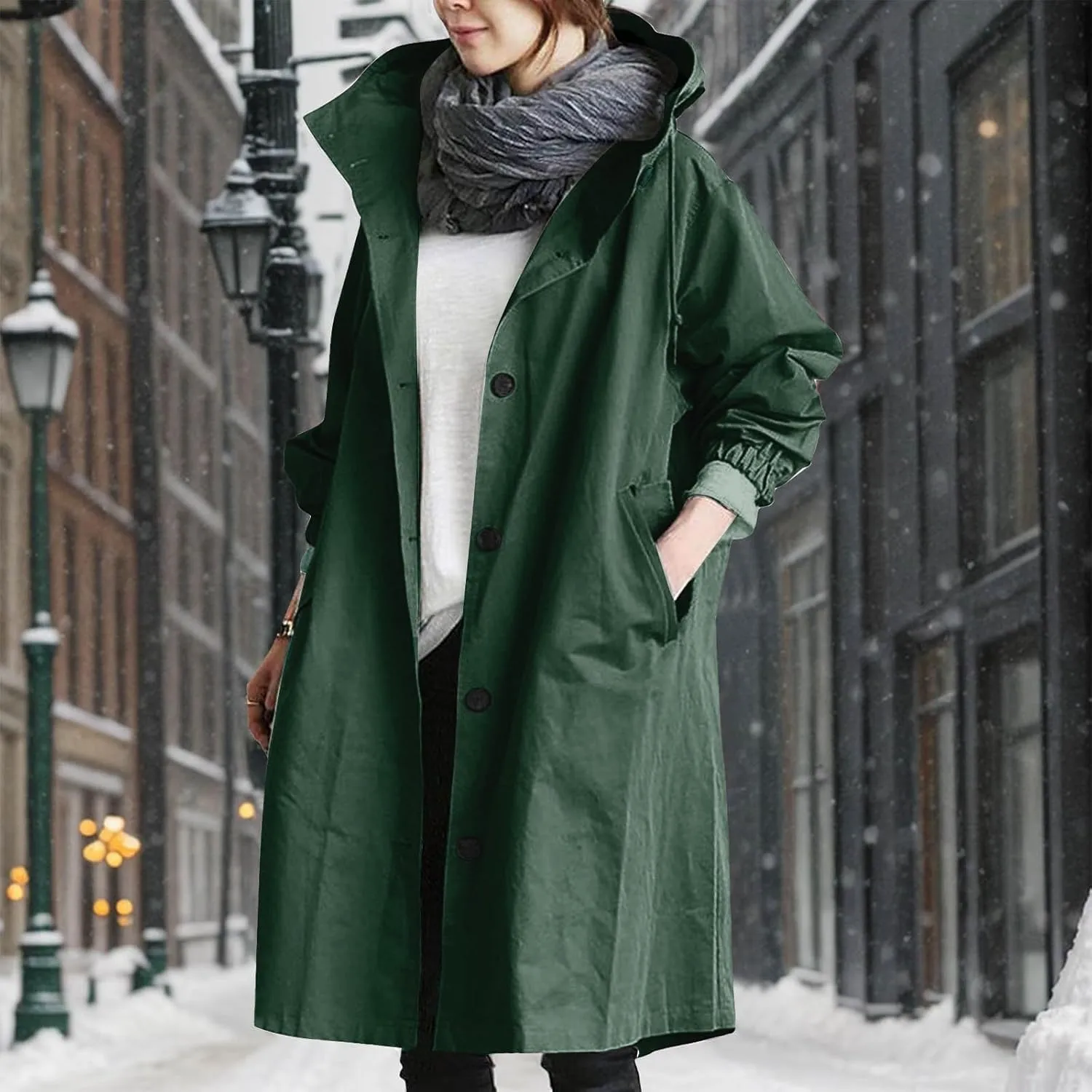 Women's Winter Overcoat Mid-Long Stand Collar Single Breasted Coat Outerwear